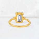Emerald Cut Lab Diamond Twisted Three-Stone Engagement Ring - Additional view