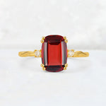 Emerald Cut Garnet Twisted Three-Stone Engagement Ring - Additional view