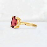 Emerald Cut Garnet Twisted Three-Stone Engagement Ring - Additional view