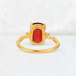 Emerald Cut Garnet Twisted Three-Stone Engagement Ring - Additional view