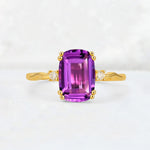 Emerald Cut Amethyst Twisted Three-Stone Engagement Ring - Additional view