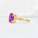 Emerald Cut Amethyst Twisted Three-Stone Engagement Ring - Additional view