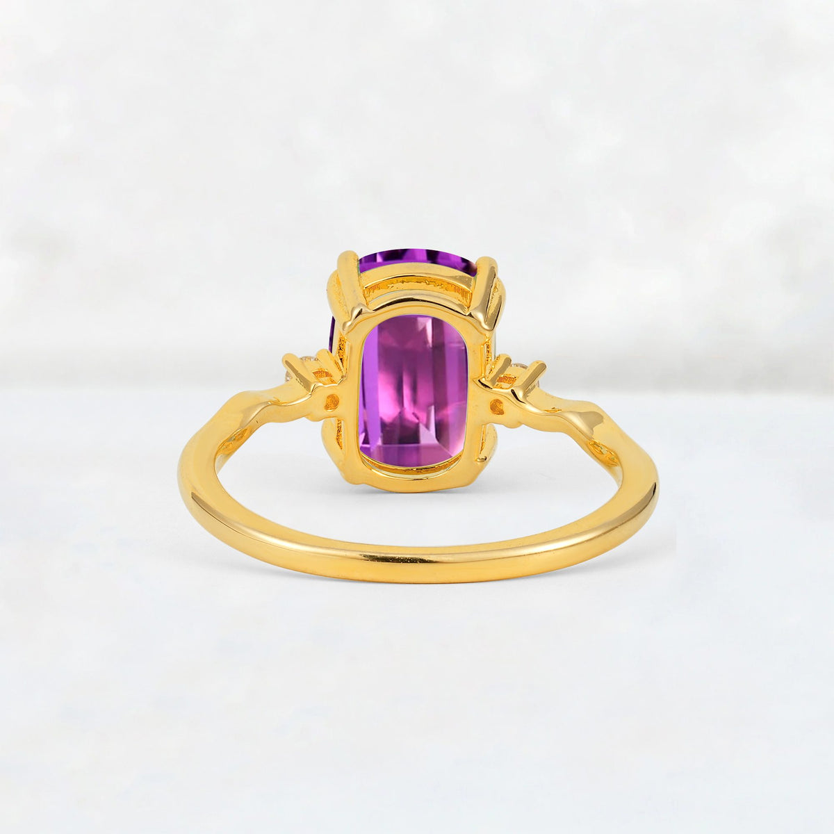 Emerald Cut Amethyst Twisted Three-Stone Engagement Ring - Additional view