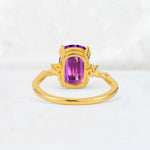 Emerald Cut Amethyst Twisted Three-Stone Engagement Ring - Additional view