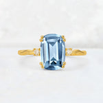 Emerald Cut Aquamarine Twisted Three-Stone Engagement Ring - Additional view