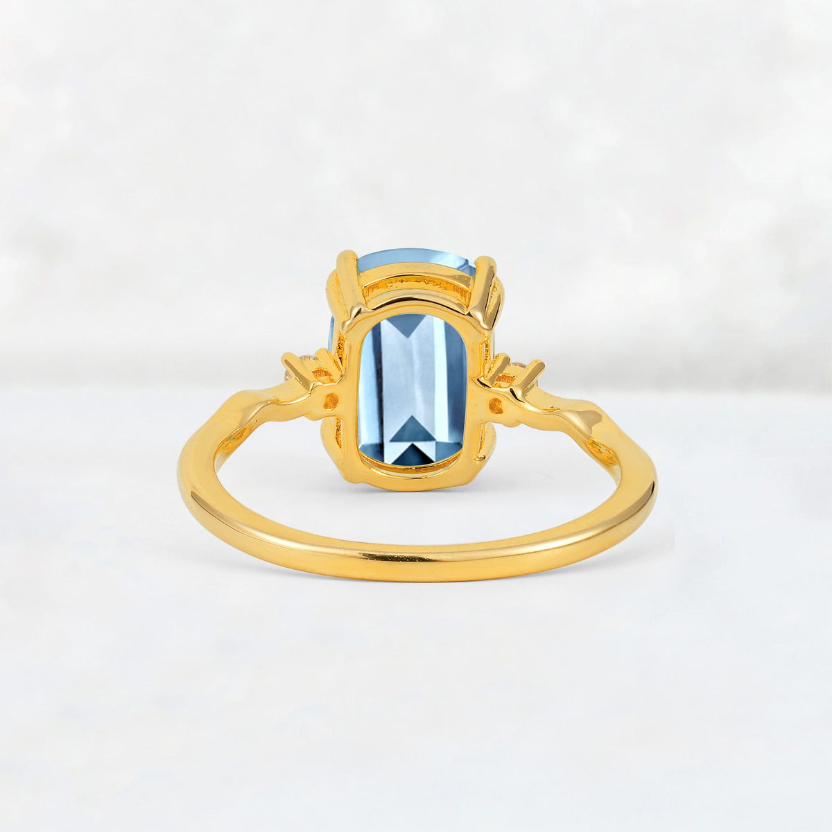 Emerald Cut Aquamarine Twisted Three-Stone Engagement Ring - Additional view