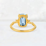 Emerald Cut Aquamarine Twisted Three-Stone Engagement Ring - Additional view
