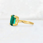 Emerald Cut Emerald Twisted Three-Stone Engagement Ring - Additional view