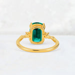 Emerald Cut Emerald Twisted Three-Stone Engagement Ring - Additional view