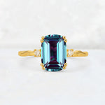 Emerald Cut Alexandrite Twisted Three-Stone Engagement Ring - Additional view