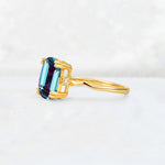 Emerald Cut Alexandrite Twisted Three-Stone Engagement Ring - Additional view