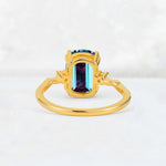Emerald Cut Alexandrite Twisted Three-Stone Engagement Ring - Additional view