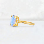 Emerald Cut Moonstone Twisted Three-Stone Engagement Ring - Additional view