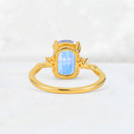 Emerald Cut Moonstone Twisted Three-Stone Engagement Ring - Additional view