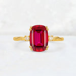 Emerald Cut Ruby Twisted Three-Stone Engagement Ring - Additional view