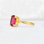Emerald Cut Ruby Twisted Three-Stone Engagement Ring - Additional view