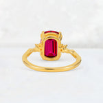Emerald Cut Ruby Twisted Three-Stone Engagement Ring - Additional view