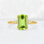 Emerald Cut Peridot Twisted Three-Stone Engagement Ring - Additional view