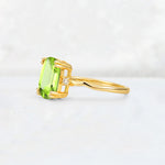 Emerald Cut Peridot Twisted Three-Stone Engagement Ring - Additional view