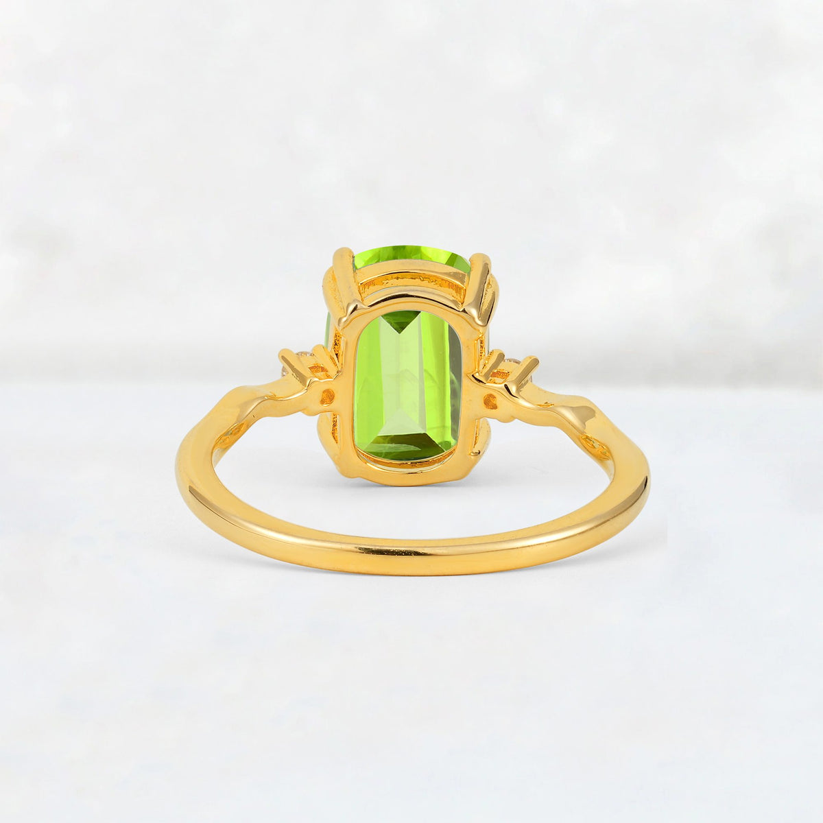 Emerald Cut Peridot Twisted Three-Stone Engagement Ring - Additional view