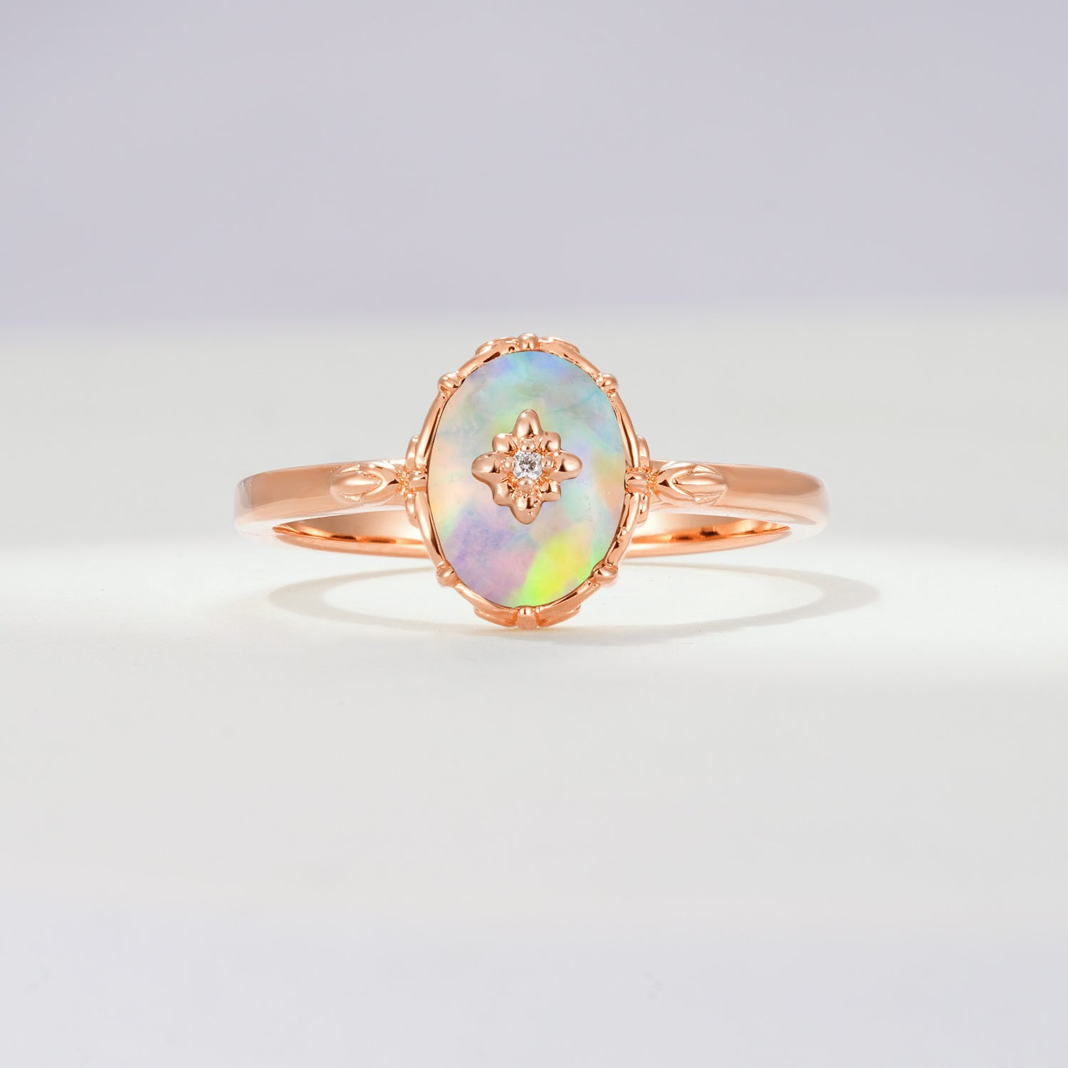 Vintage Floral Oval Opal Engagement Ring