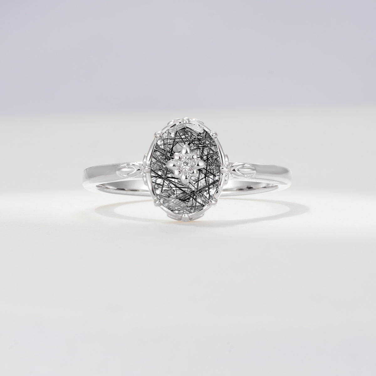 ML07036 Black Rutilated Quartz Ring - Additional view