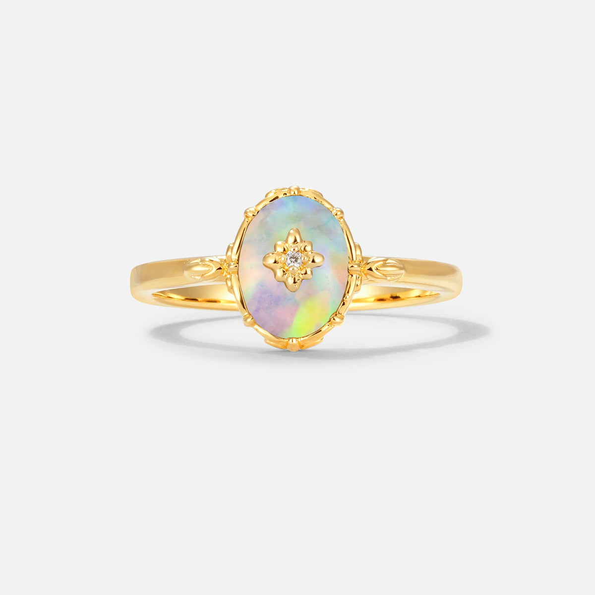 Vintage Floral Oval Fire Opal Engagement Ring