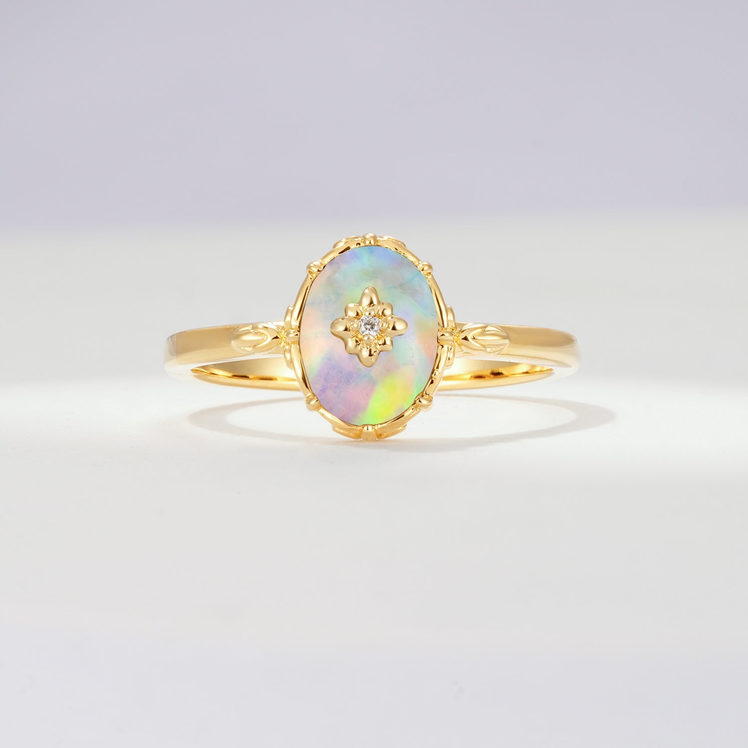 Vintage Floral Oval Fire Opal Engagement Ring