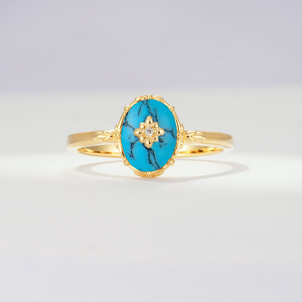 ML07036 Turquoise Ring - Yellow-Gold