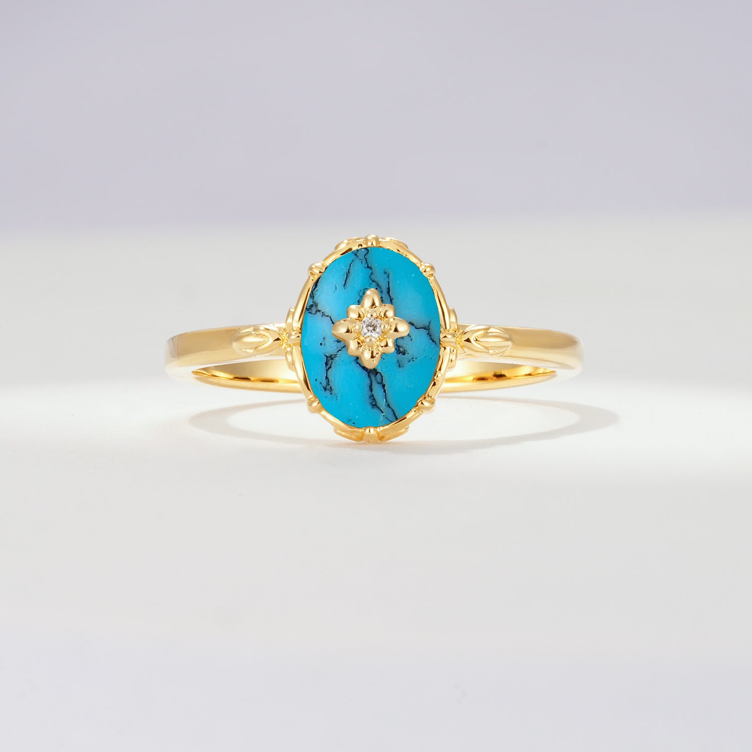 ML07036 Turquoise Ring - Yellow-Gold