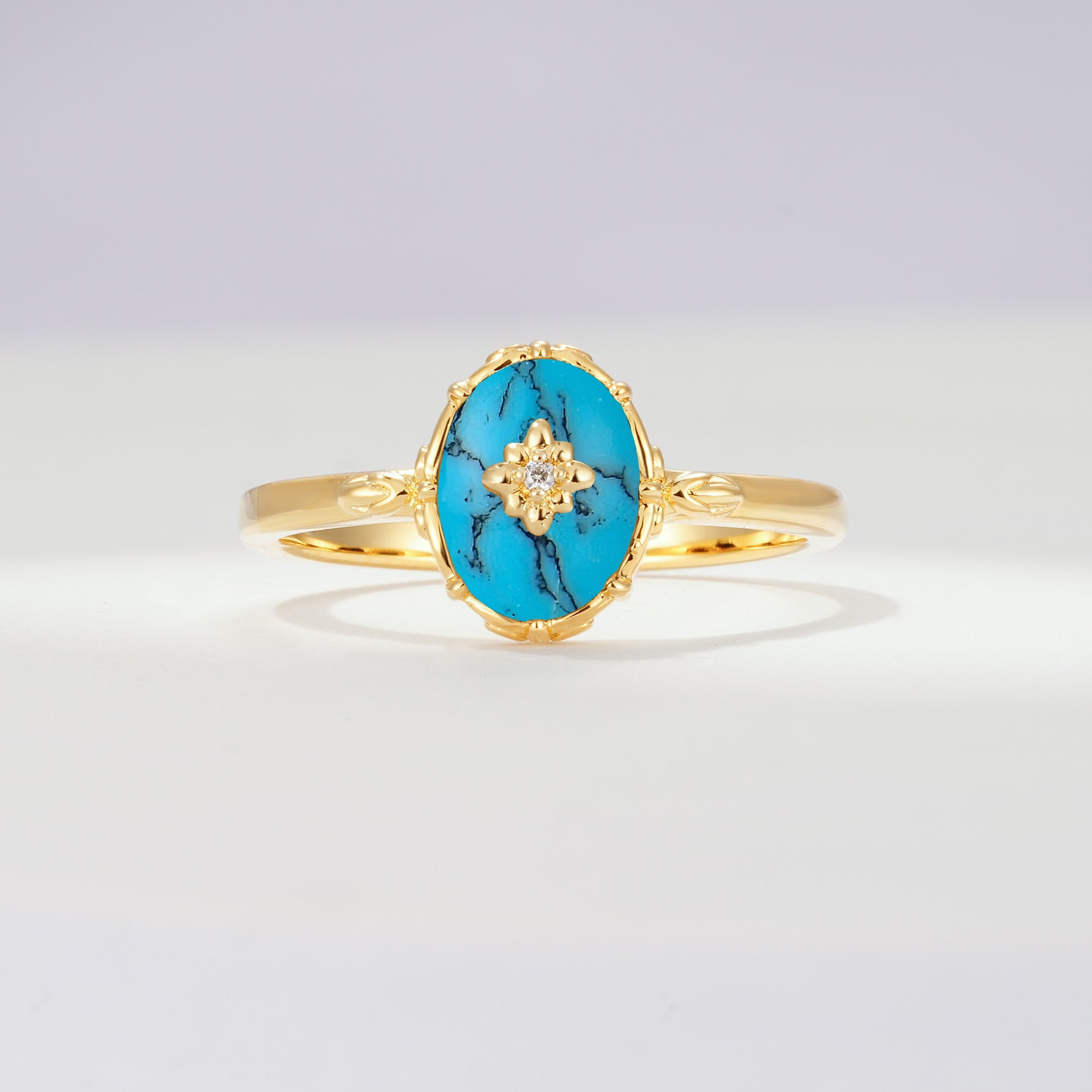ML07036 Turquoise Ring - Yellow-Gold