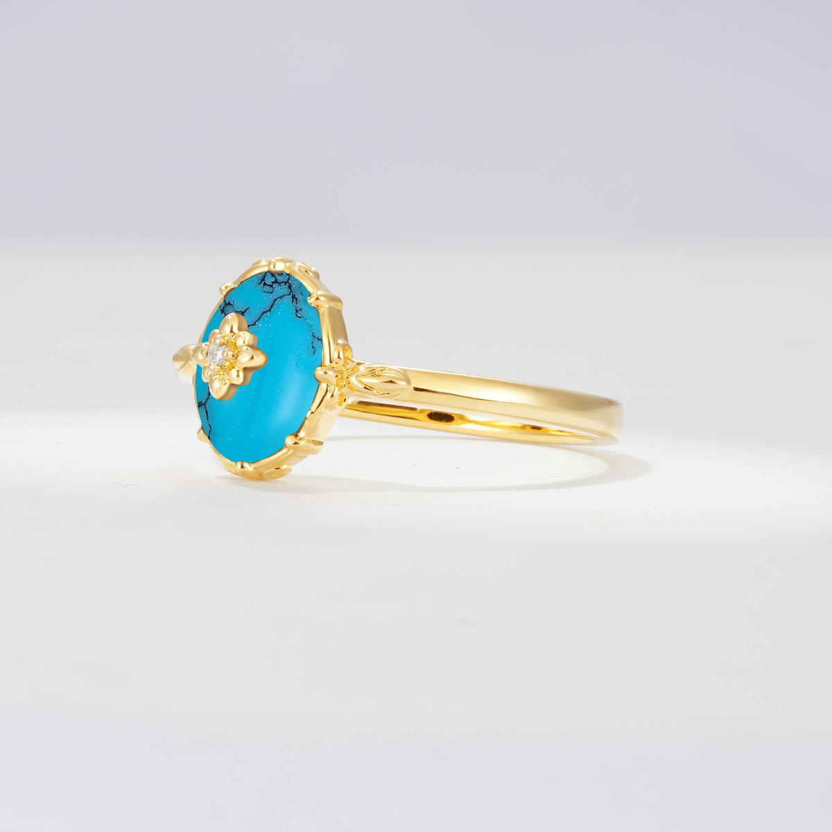 ML07036 Turquoise Ring - Rose-Gold