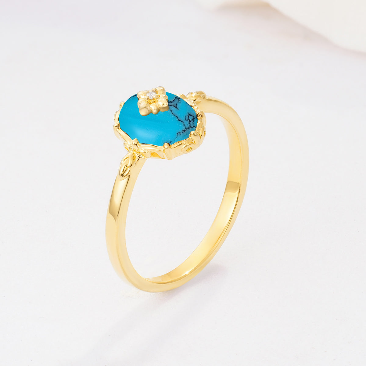 ML07036 Turquoise Ring - White-Gold