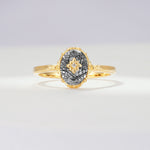 ML07036 Black Rutilated Quartz Ring - Yellow-Gold