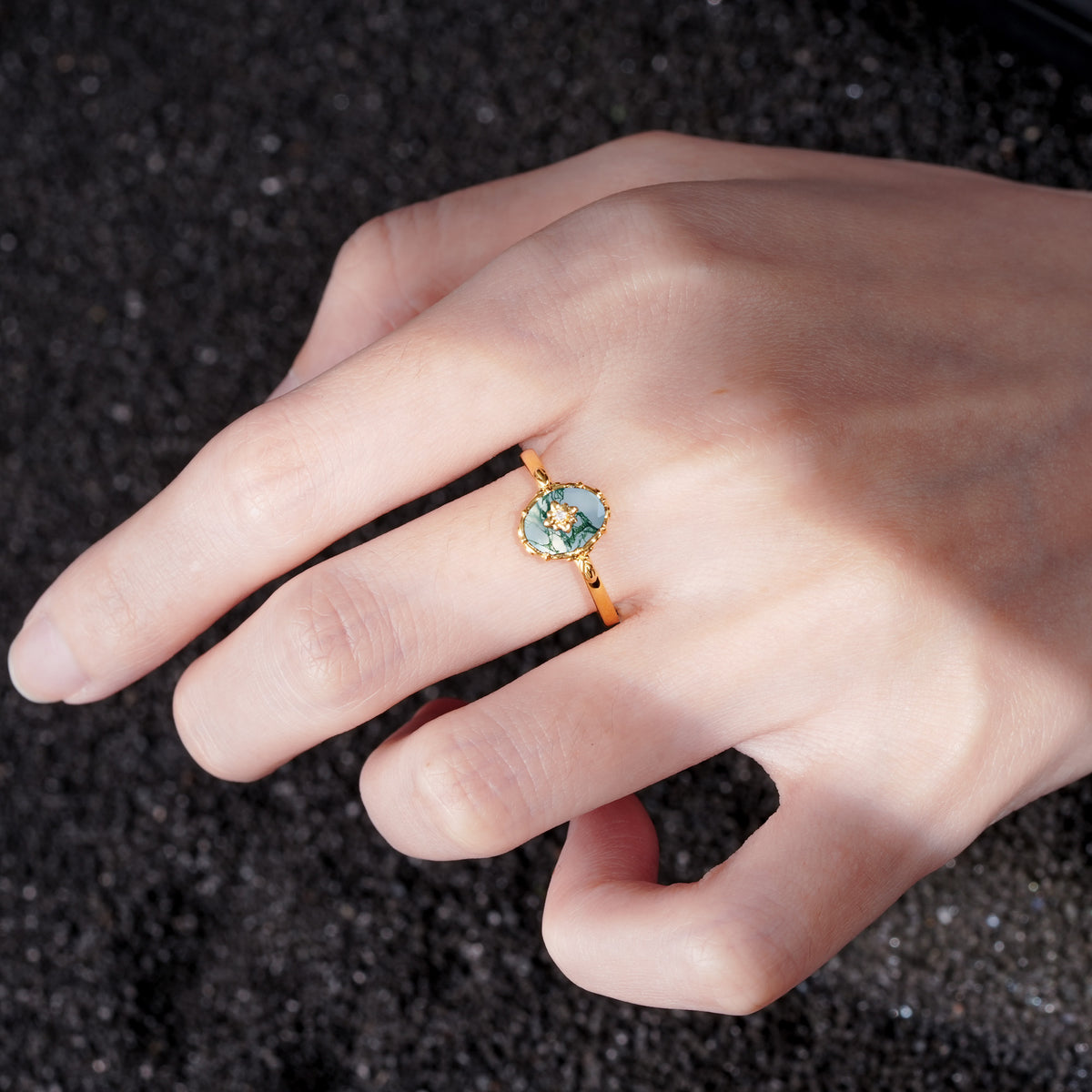 ML07036 Moss Agate Ring - Additional view