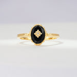 ML07036 Black Onyx Ring - Yellow-Gold