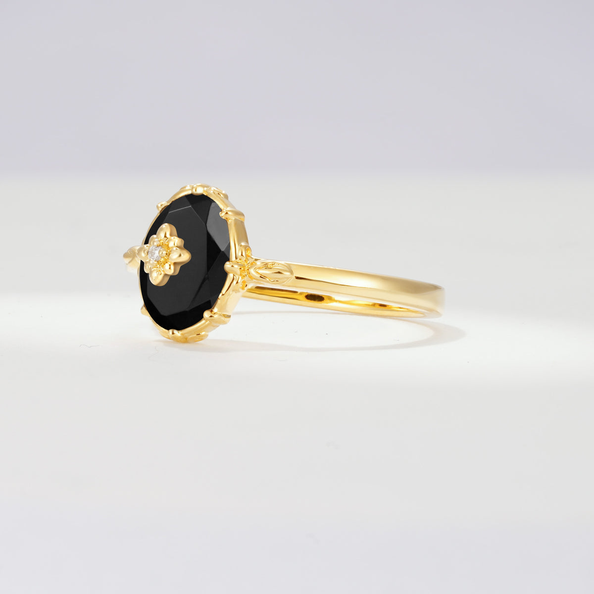 ML07036 Black Onyx Ring - Rose-Gold