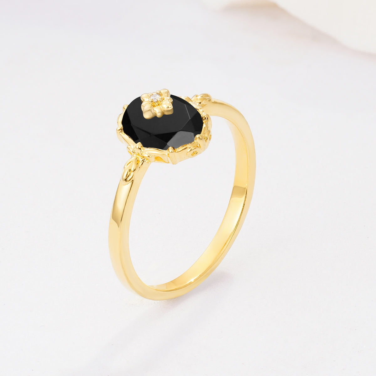 ML07036 Black Onyx Ring - White-Gold