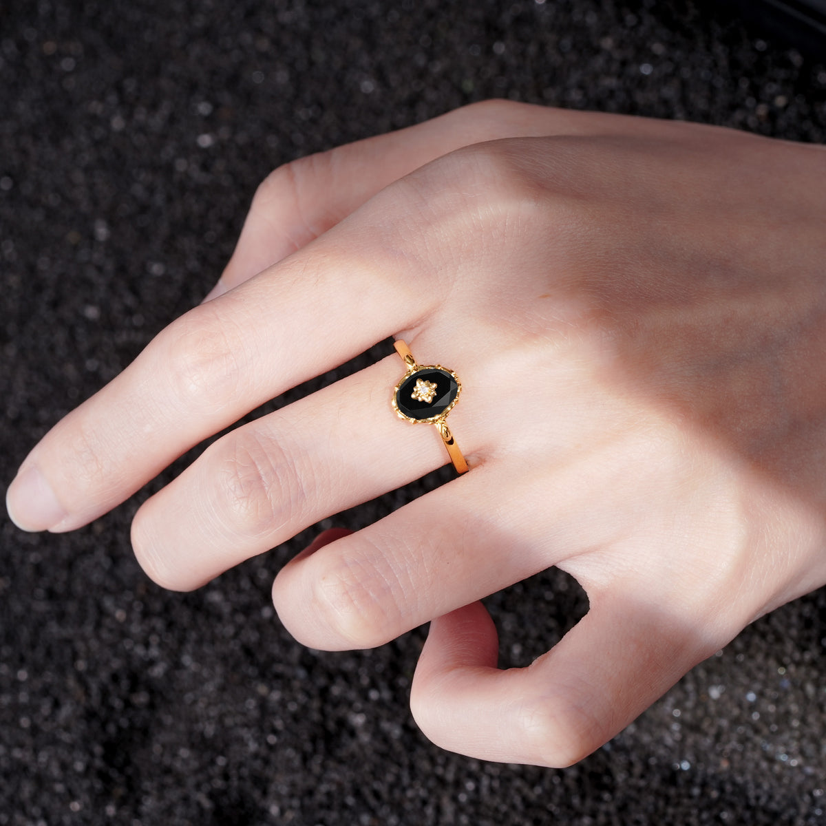 ML07036 Black Onyx Ring - Additional view