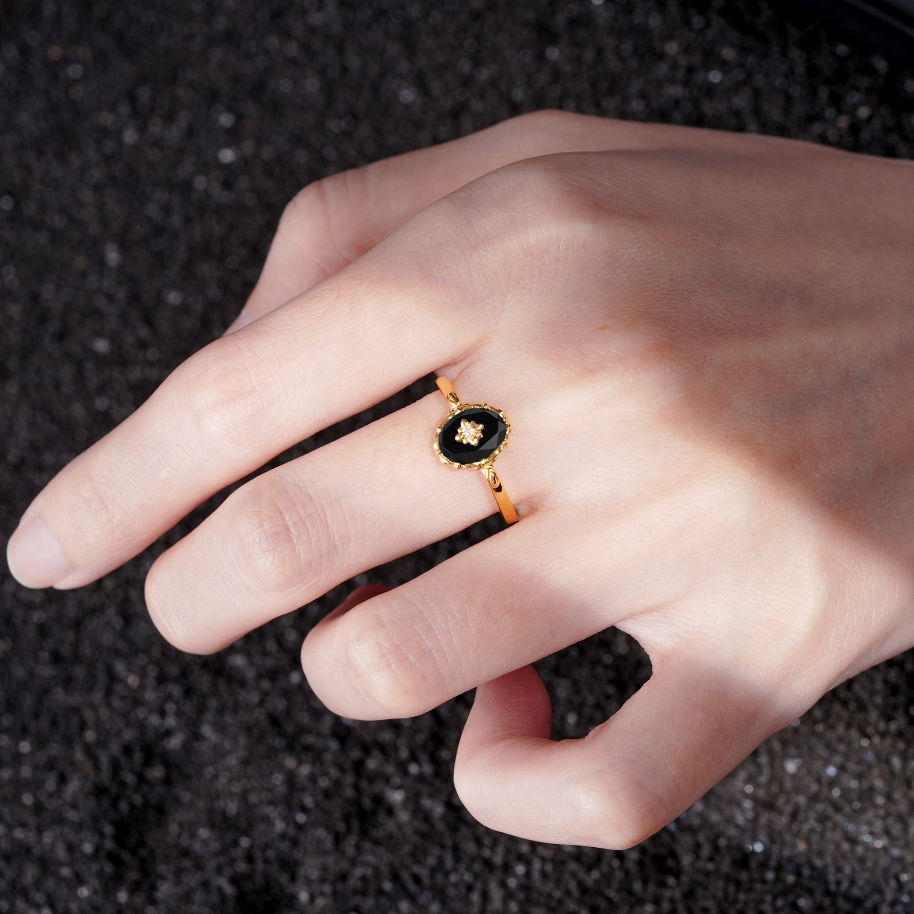 ML07036 Black Onyx Ring - Additional view