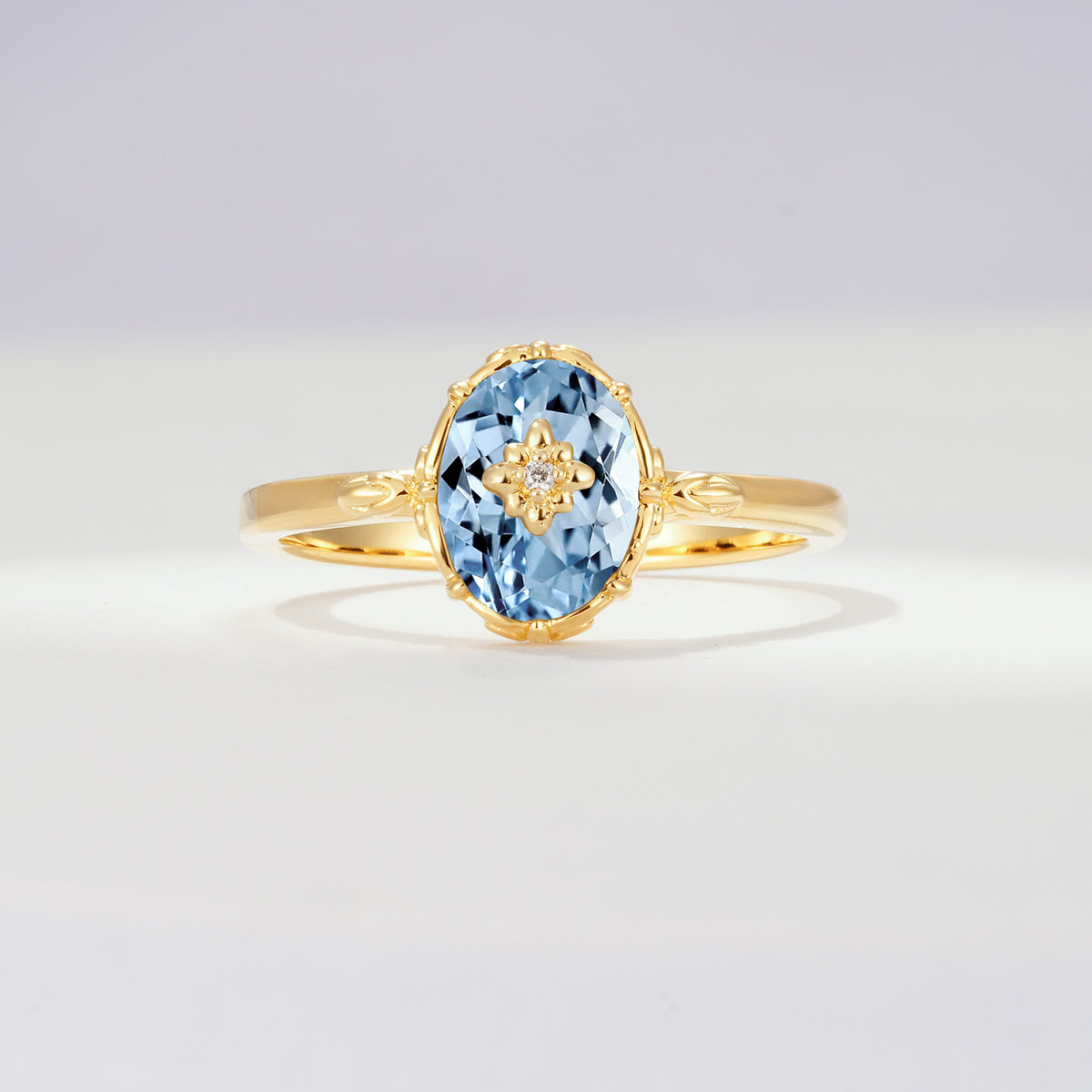 ML07036 Aquamarine Ring - Yellow-Gold