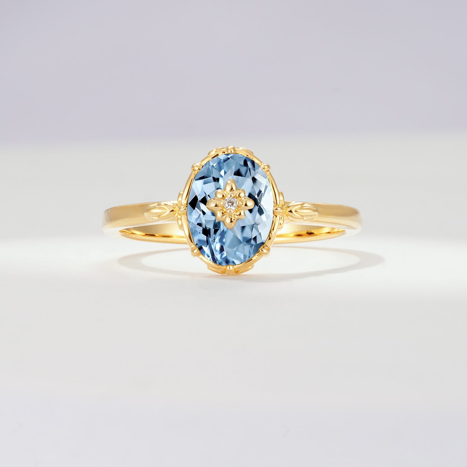 ML07036 Aquamarine Ring - Yellow-Gold