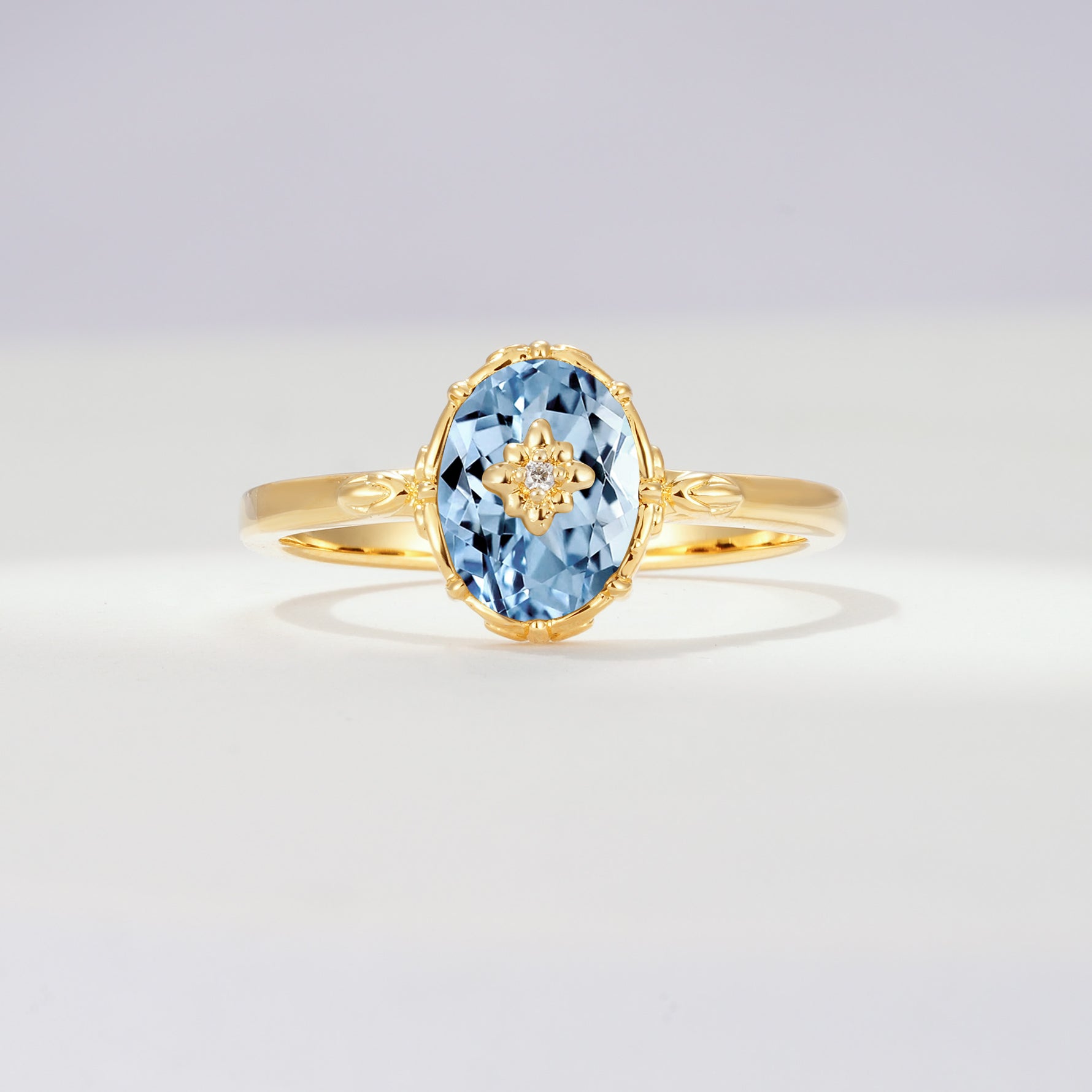 ML07036 Aquamarine Ring - Yellow-Gold