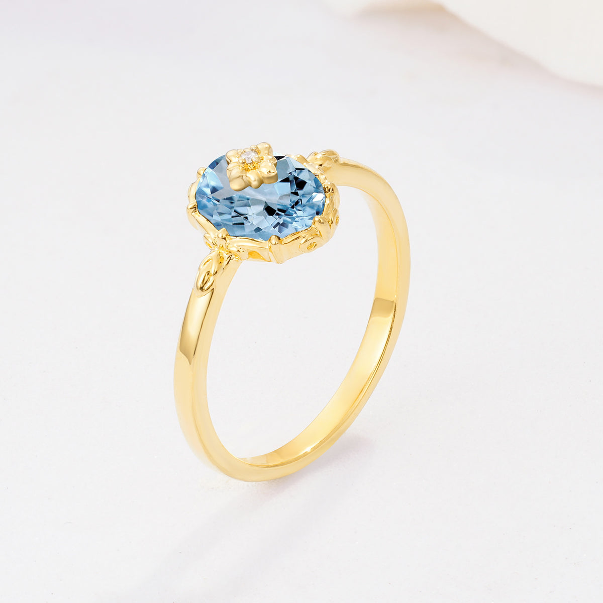 ML07036 Aquamarine Ring - White-Gold