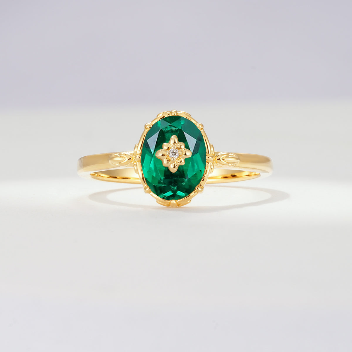 ML07036 Emerald Ring - Yellow-Gold