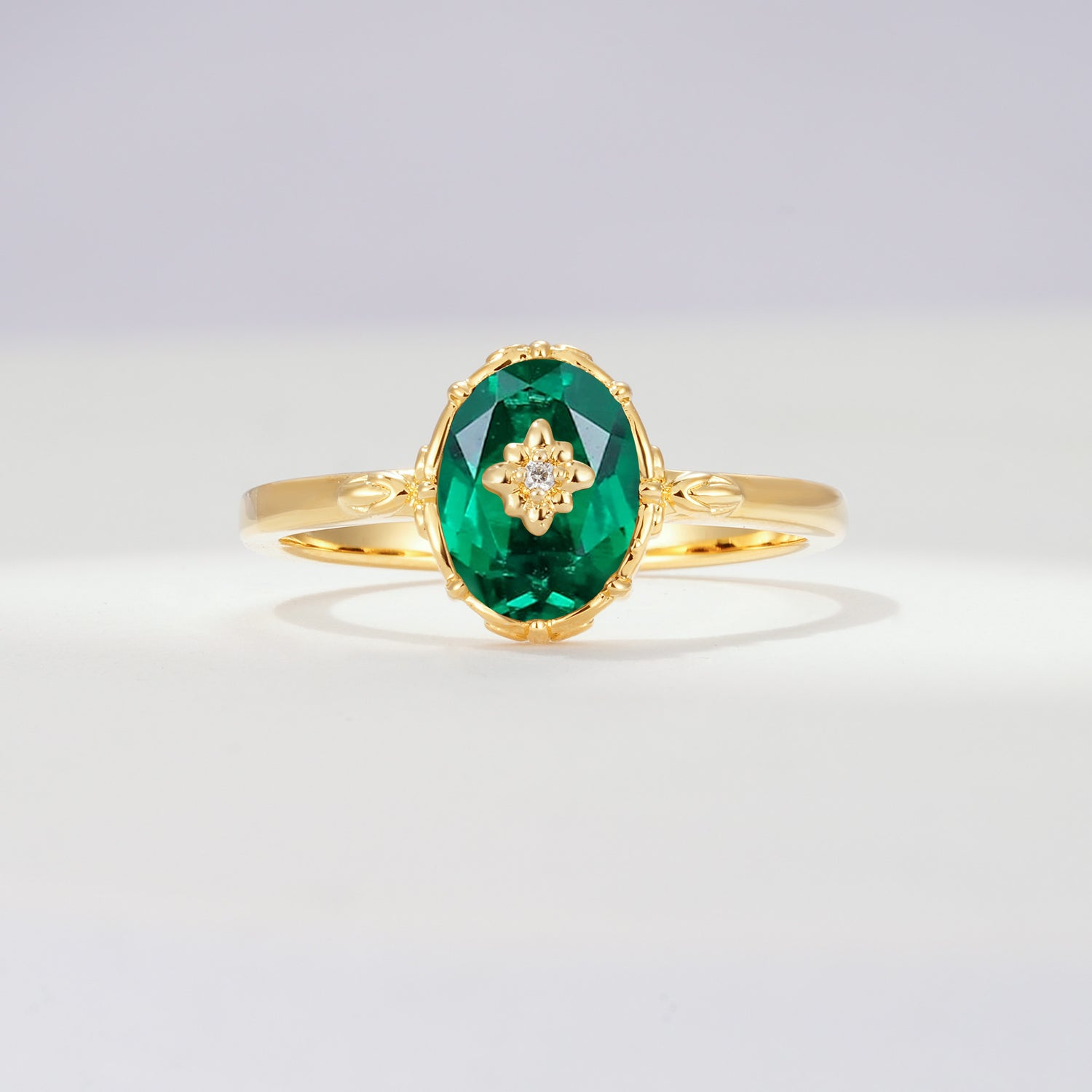 ML07036 Emerald Ring - Yellow-Gold