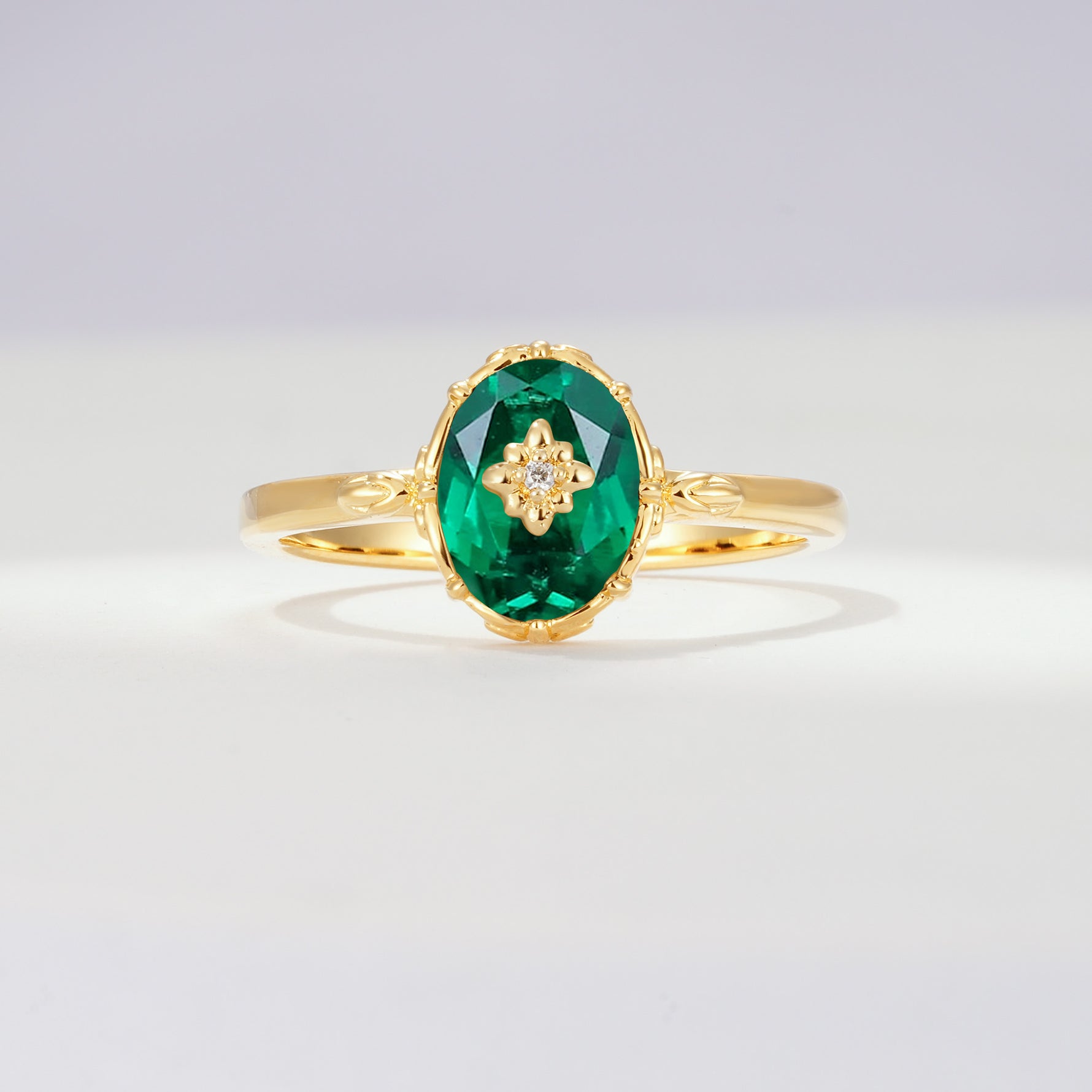 ML07036 Emerald Ring - Yellow-Gold