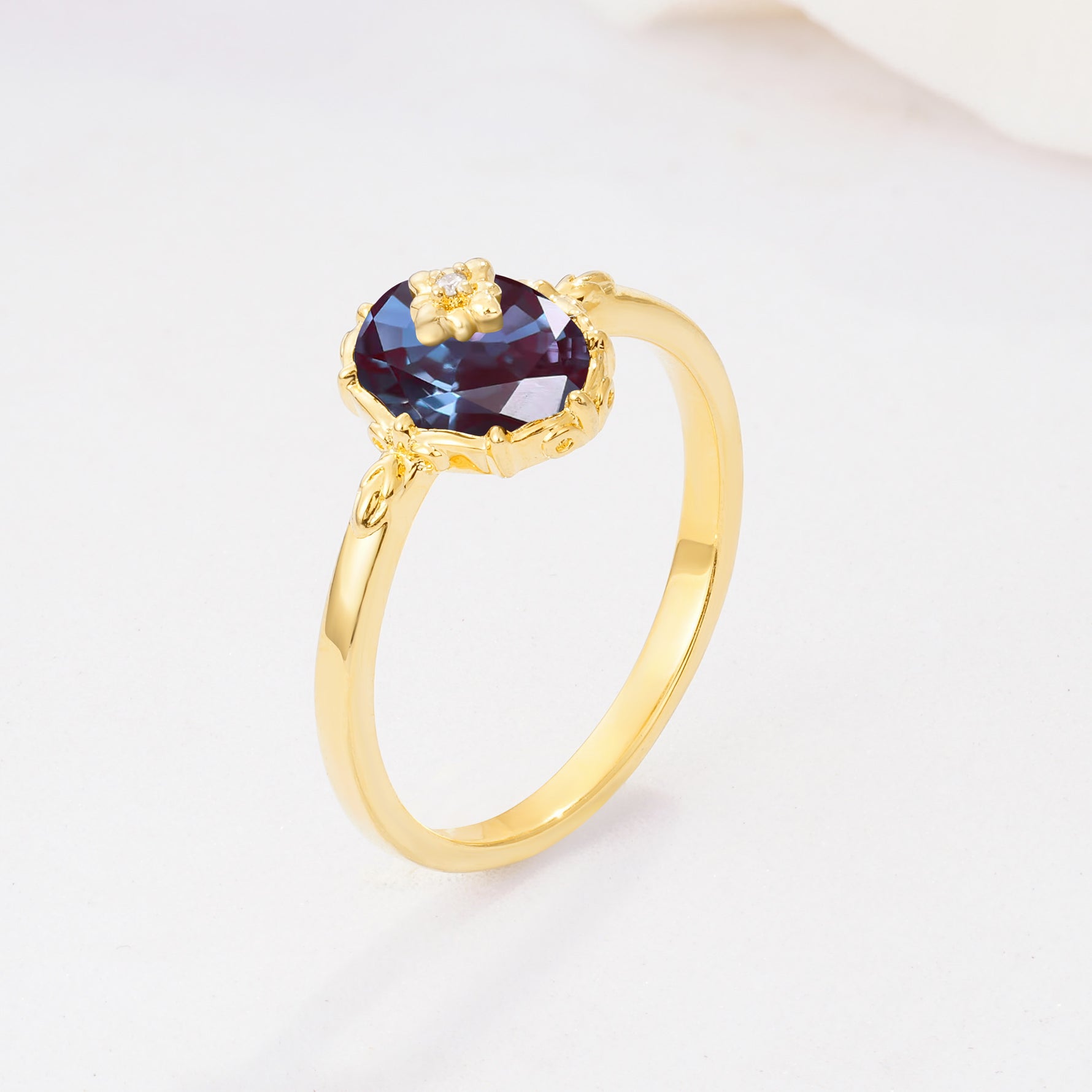 ML07036 Alexandrite Ring - White-Gold