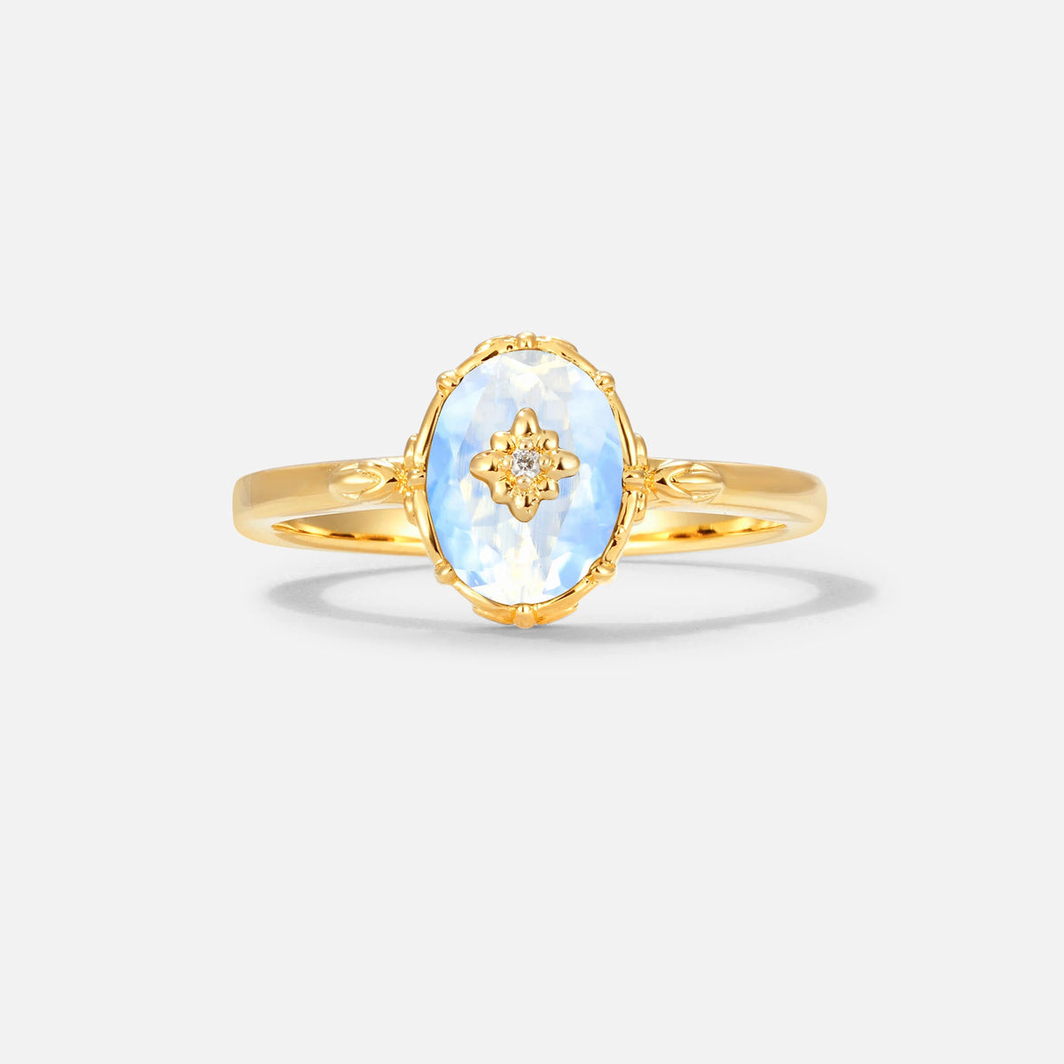 Vintage Floral Oval Moonstone Engagement Ring