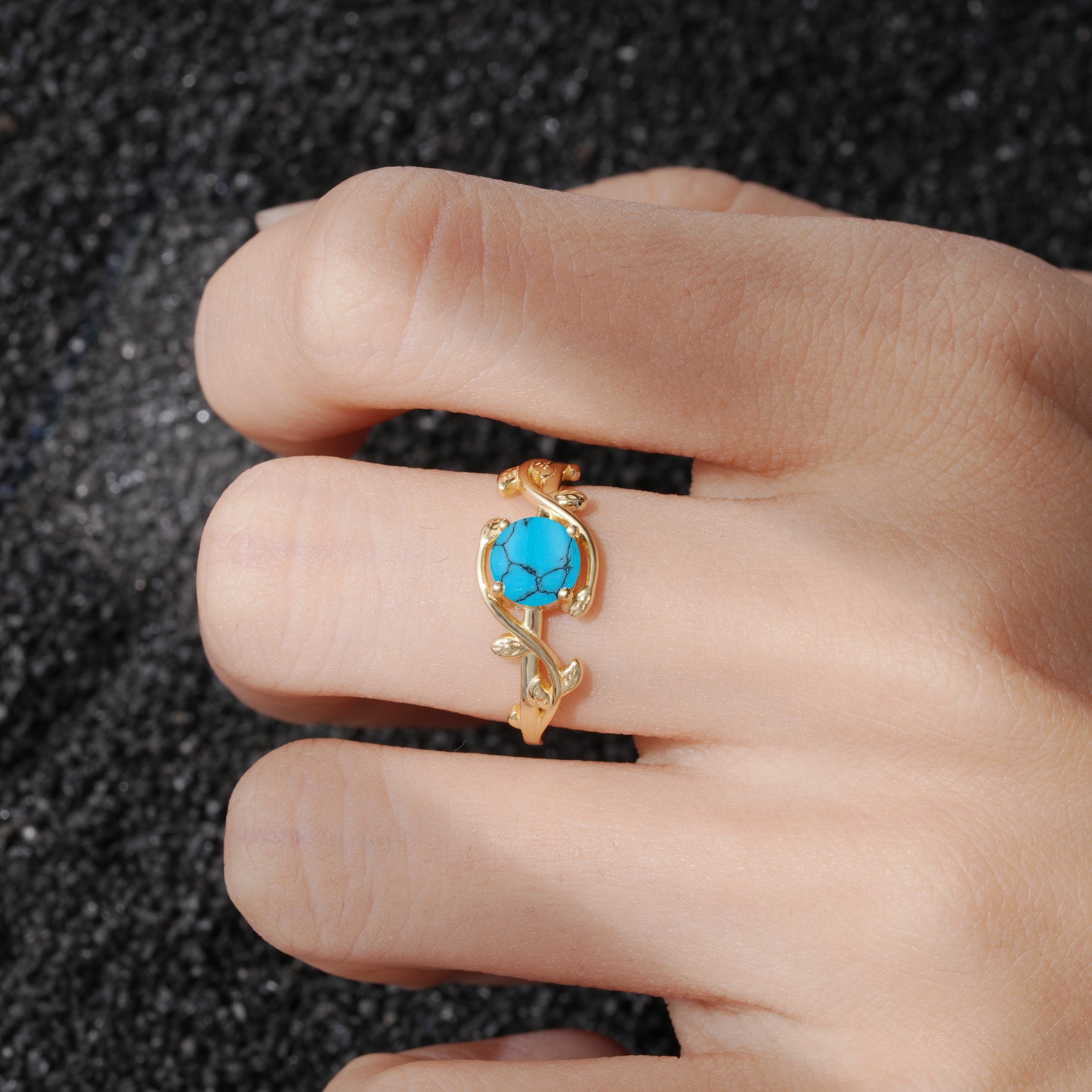 ML07039 Turquoise Ring - Rose-Gold